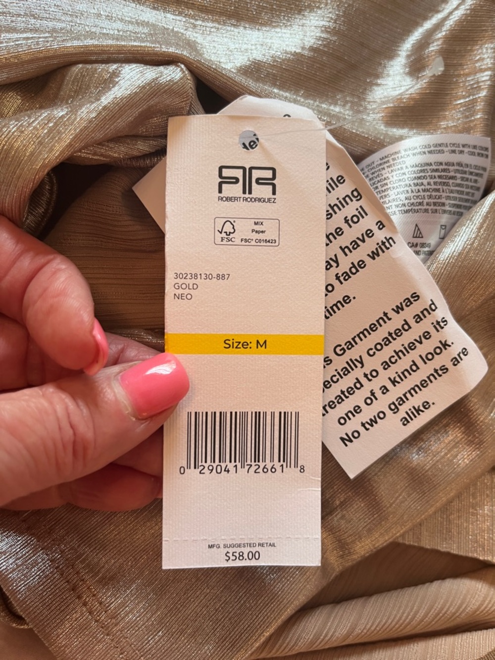 NWT Robert Rodriquez Foil Metallic Top - Picture 7 of 8
